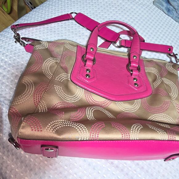 COACH ASHLEY CONVERTIBLE PINK TAN C CROSSBODY SATCHEL BAG - Picture 4 of 7